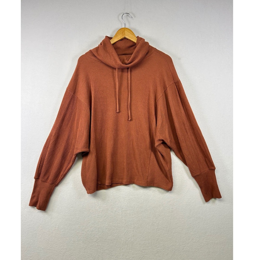 Simply Vera Vera Wang Ribbed Cowl Neck Sweater Rust Orange Women's Size L